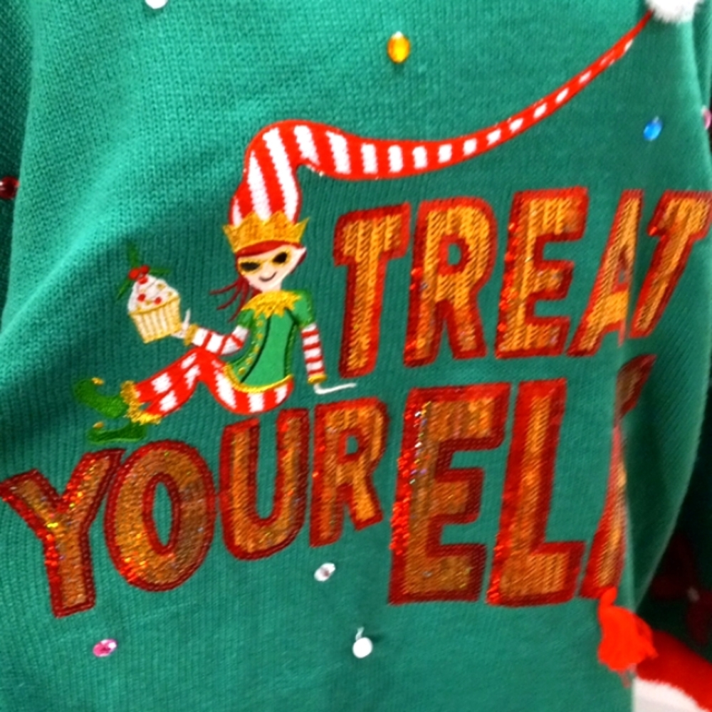 UGLY Xmas Sweater "Treat Your Elf" Size XL(16-18)